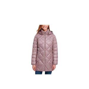 Marc New York by Andrew Marc Women's Claremont Dia‎ Removable Hood Plum SZ M
